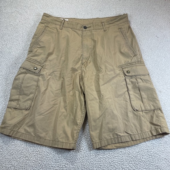 Levis Cargo Shorts Mens 34 Khaki 10 Inch Inseam Non Stretch Mid Weight 90's Y2K - Picture 1 of 7